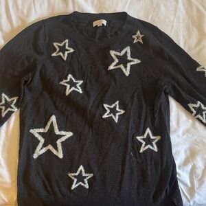 LOFT Black Sweater with White Star Accents